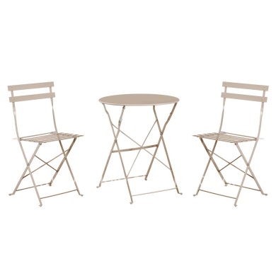 DINING SET 3PCS FOLDABLE SOPHIE HM21118.04 METALLIC IN CAPPUCCINO COLOR