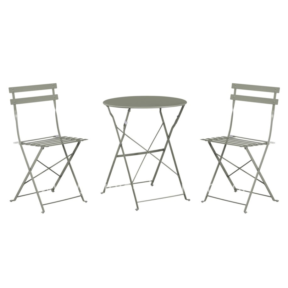 DINING SET 3PCS FOLDABLE SOPHIE HM21118.05 METALLIC IN DARK OLIVE COLOR
