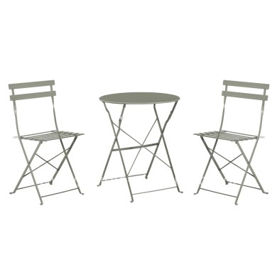 DINING SET 3PCS FOLDABLE SOPHIE HM21118.05 METALLIC IN DARK OLIVE COLOR