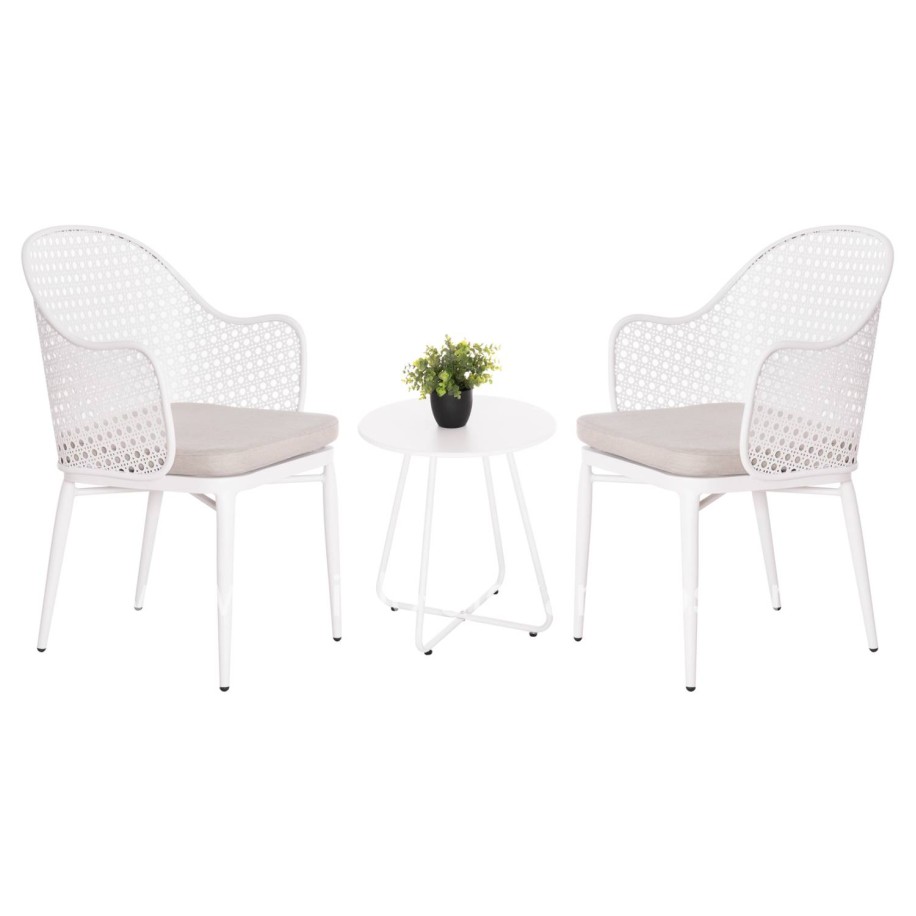 OUTDOOR LOUNGE SET 3PCS OREGO HM21107.02 ALUMINUM & METAL IN WHITE COLOR