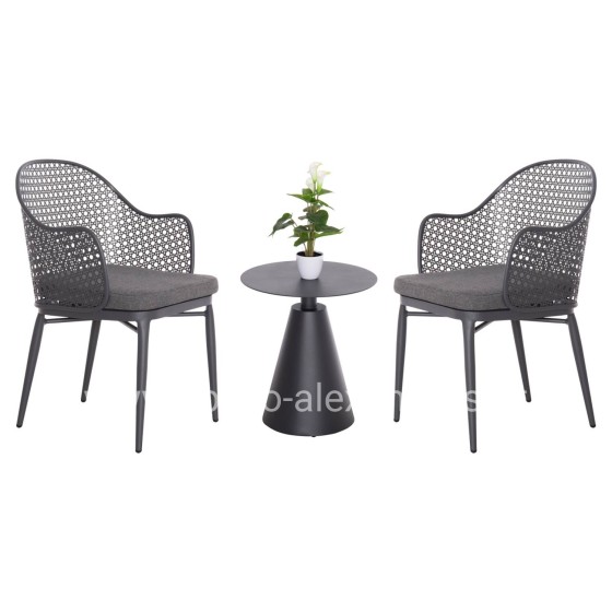 OUTDOOR LOUNGE SET 3PCS OREGO HM21106.01 ALUMINUM IN DARK GREY COLOR