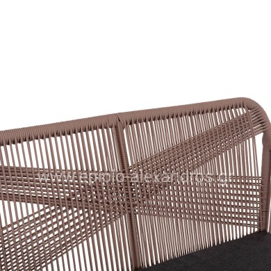 OUTDOOR SOFA 2-SEATER MYRTIA HM5550.12 ALUMINUM IN ANTHRACITE--TESLIN ROPE IN BEIGE 123x61x90Hcm.