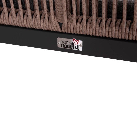 OUTDOOR SOFA 2-SEATER MYRTIA HM5550.12 ALUMINUM IN ANTHRACITE--TESLIN ROPE IN BEIGE 123x61x90Hcm.