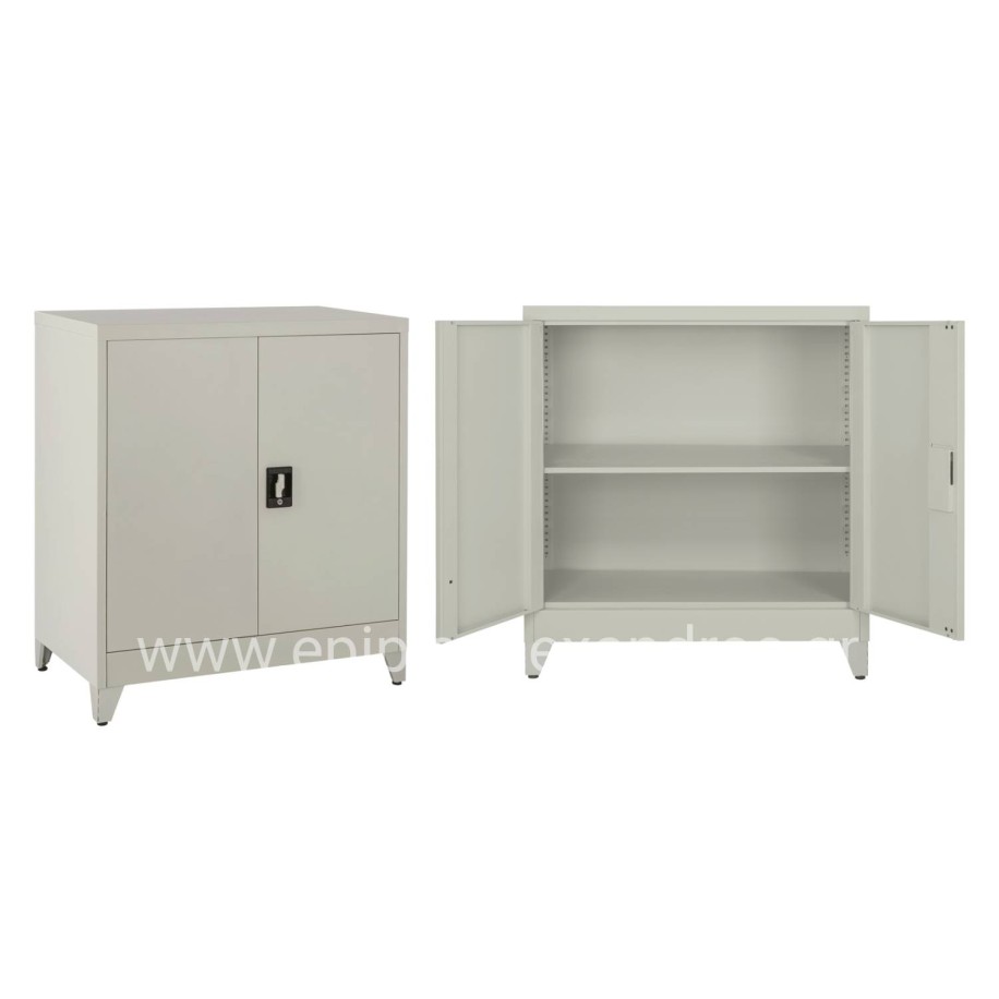 CLOSET METALLIC DURON HM11999 2-LEAF WITH 2 STORAGE SPACES & LEGS-GREY 90Χ40Χ100Hcm.