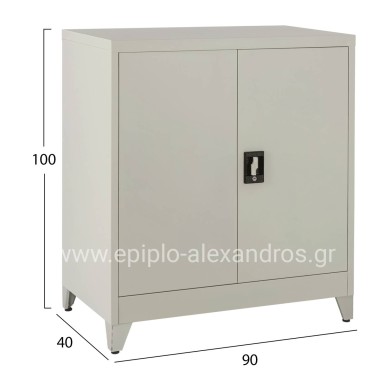 CLOSET METALLIC DURON HM11999 2-LEAF WITH 2 STORAGE SPACES & LEGS-GREY 90Χ40Χ100Hcm.