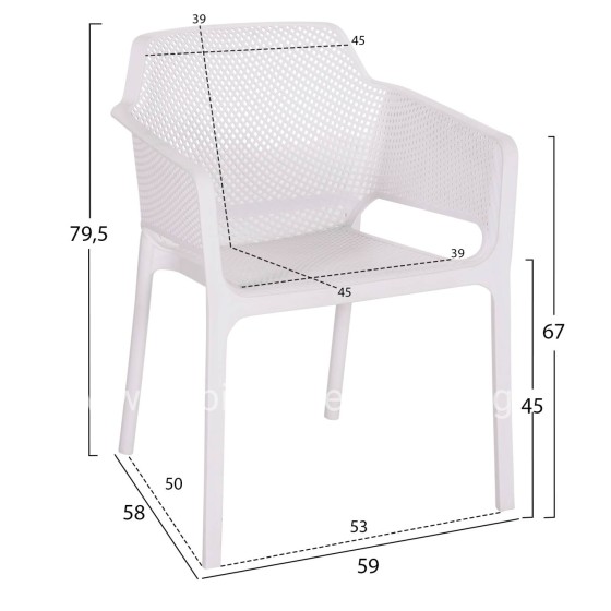 ARMCHAIR POLYPROPYLENE JOHN HM6103.01 WHITE 59x58x79.5Hcm.