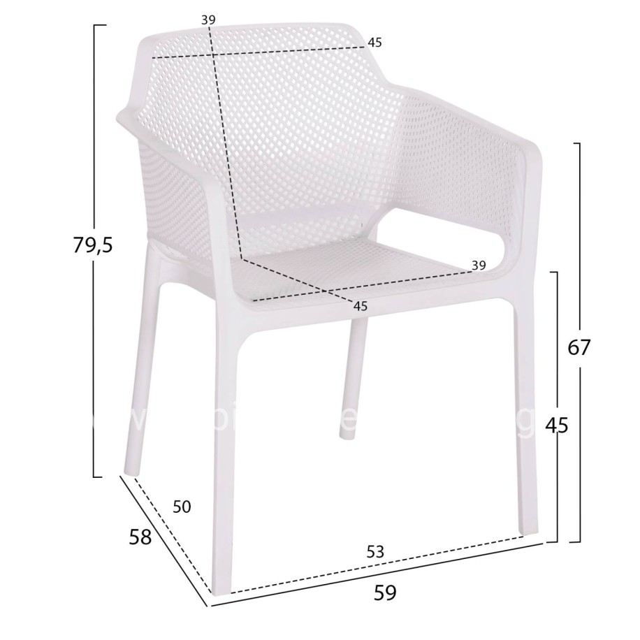 ARMCHAIR POLYPROPYLENE JOHN HM6103.01 WHITE 59x58x79.5Hcm.