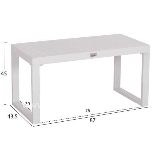 SUNLOUNGER SIDE TABLE SENTRY HM6275.01 ALUMINUM IN WHITE 87x43,5x45Hcm.