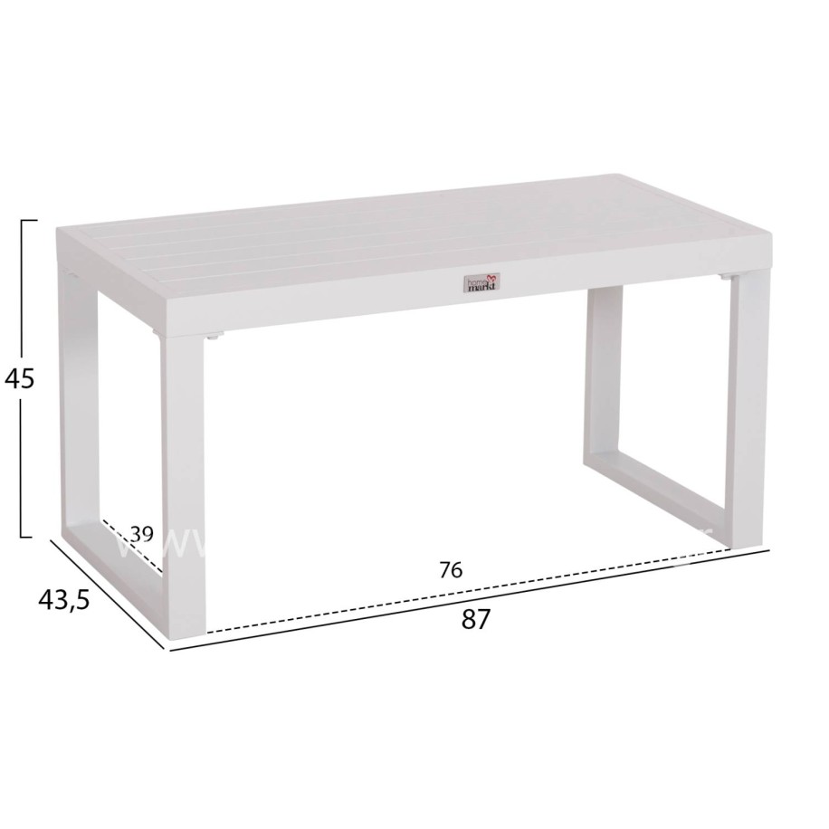 SUNLOUNGER SIDE TABLE SENTRY HM6275.01 ALUMINUM IN WHITE 87x43,5x45Hcm.