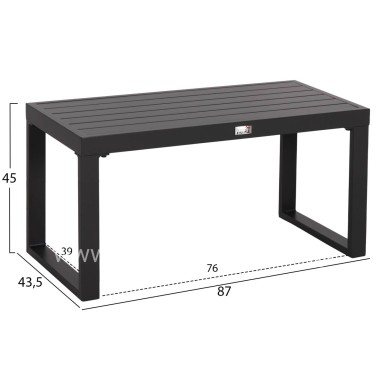 SUNLOUNGER SIDE TABLE SENTRY HM6275.03 ALUMINUM IN DARK GREY 87x43,5x45Hcm.