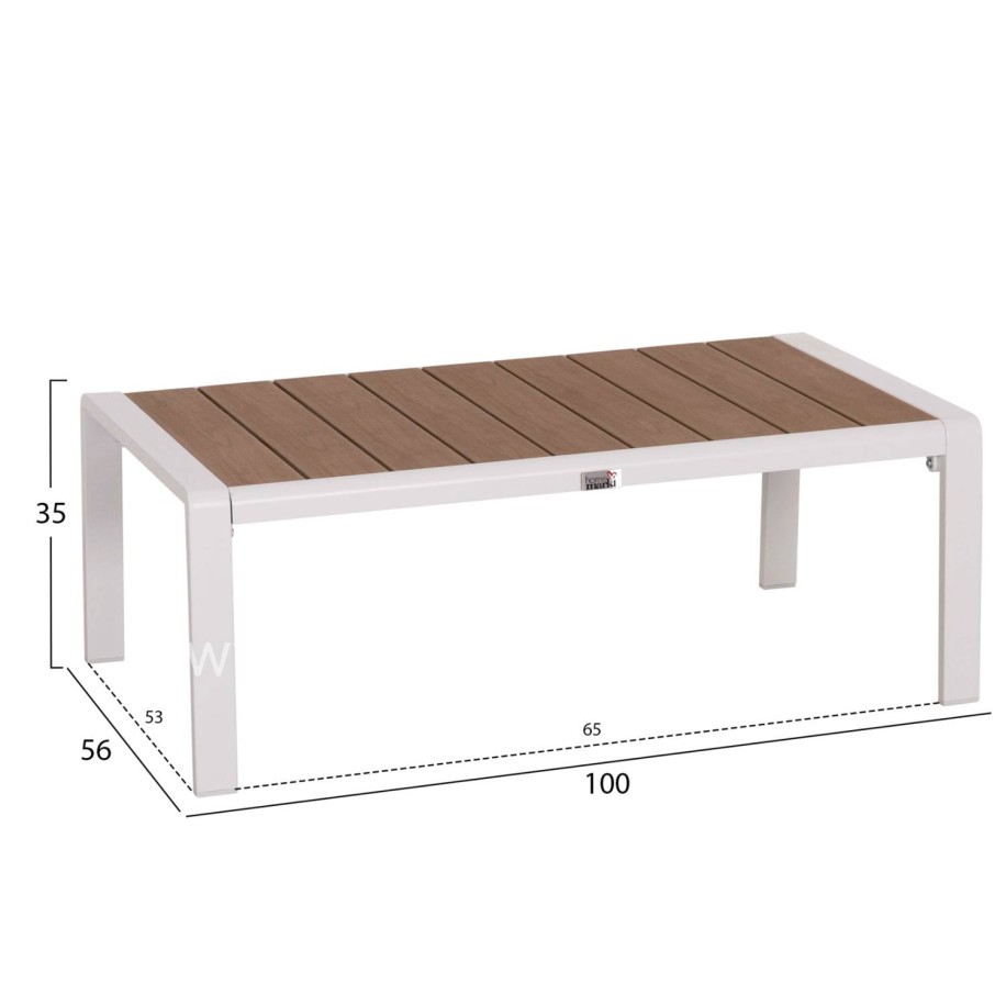 SUNLOUNGER SIDE TABLE BENTRY HM6276.01 ALUMINUM IN WHITE--POLYWOOD 100x56x35Hcm.