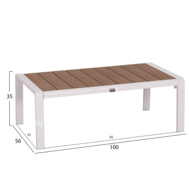 SUNLOUNGER SIDE TABLE BENTRY HM6276.01 ALUMINUM IN WHITE--POLYWOOD 100x56x35Hcm.