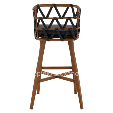 BAR STOOL RICKO HM5781.11 BROWN ALUMINUM FRAME--DARK GREY STRAP ROPE 56x59x102Hcm.