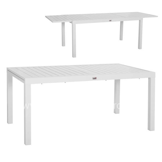 EXTENDABLE DINING TABLE KRUM HM6277.01 ALUMINUM IN WHITE 160-240x90x73Hcm.
