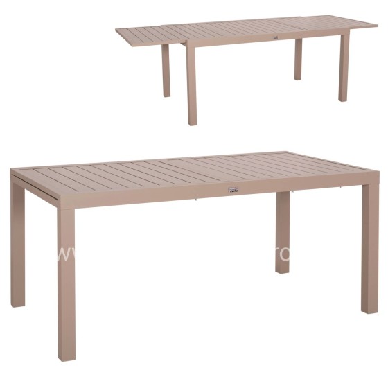 EXTENDABLE DINING TABLE KRUM HM6277.04 ALUMINUM IN CAPPUCCINO 160-240x90x73Hcm.