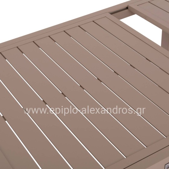 EXTENDABLE DINING TABLE KRUM HM6277.04 ALUMINUM IN CAPPUCCINO 160-240x90x73Hcm.