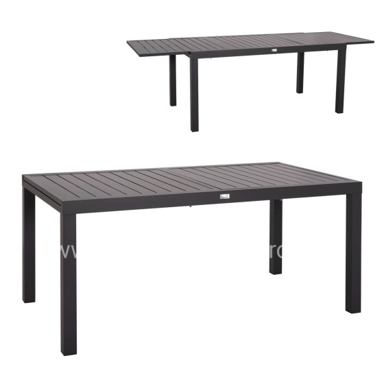 EXTENDABLE DINING TABLE KRUM HM6277.03 ALUMINUM IN DARK GREY 160-240x90x73Hcm.