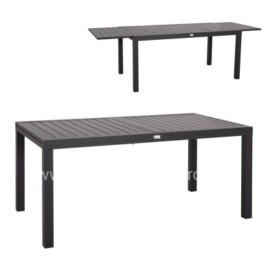 EXTENDABLE DINING TABLE KRUM HM6277.03 ALUMINUM IN DARK GREY 160-240x90x73Hcm.