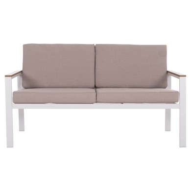 OUTDOOR 2-SEATER SOFA SAFIN HM6279.01 ALUMINUM IN WHITE-BEIGE CUSHIONS 140x70x77Hcm.