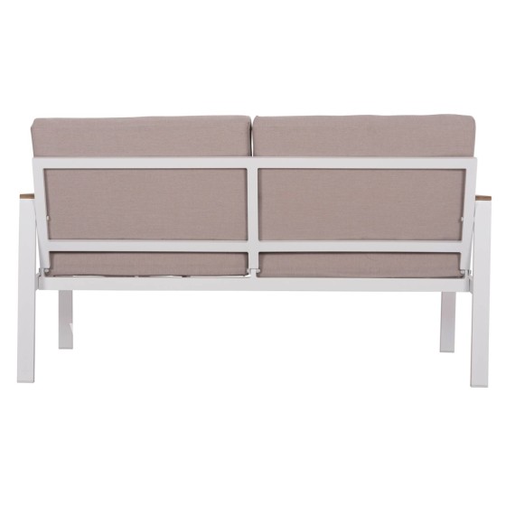 OUTDOOR 2-SEATER SOFA SAFIN HM6279.01 ALUMINUM IN WHITE-BEIGE CUSHIONS 140x70x77Hcm.