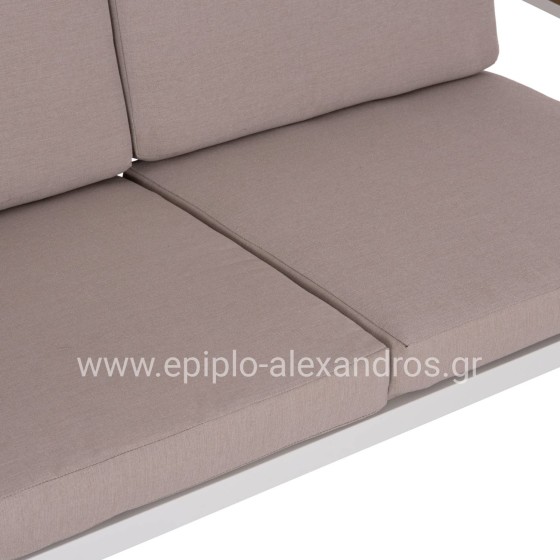 OUTDOOR 2-SEATER SOFA SAFIN HM6279.01 ALUMINUM IN WHITE-BEIGE CUSHIONS 140x70x77Hcm.
