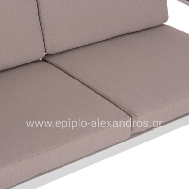 OUTDOOR 2-SEATER SOFA SAFIN HM6279.01 ALUMINUM IN WHITE-BEIGE CUSHIONS 140x70x77Hcm.