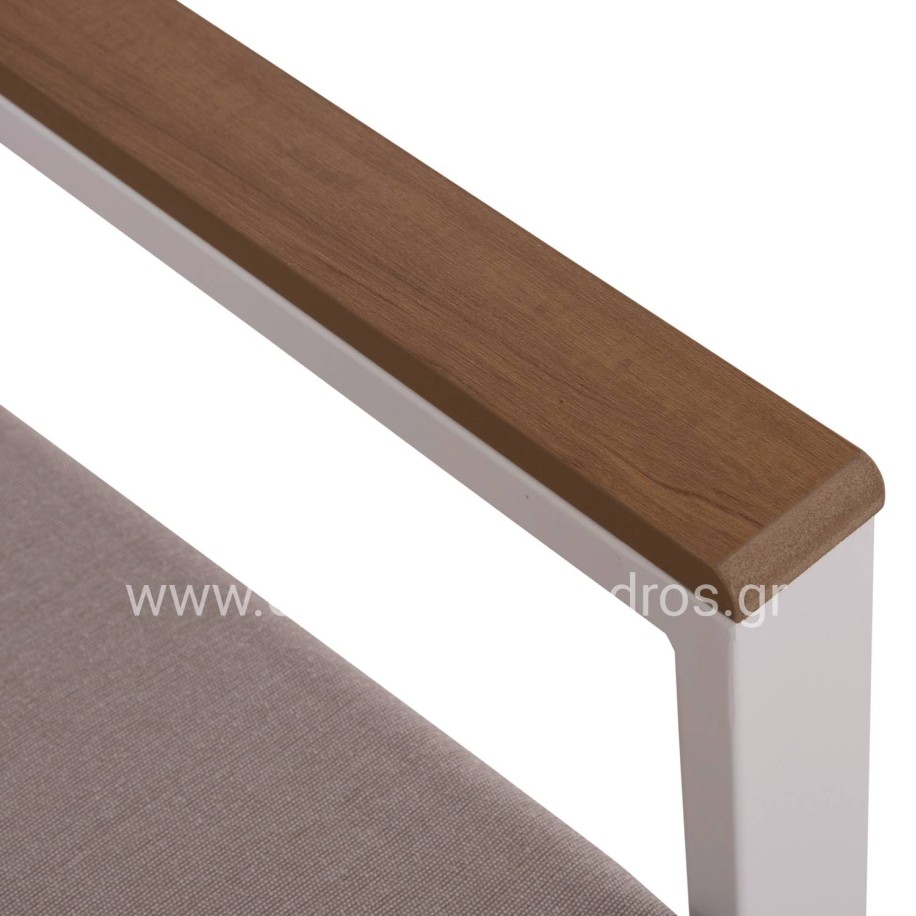 OUTDOOR 2-SEATER SOFA SAFIN HM6279.01 ALUMINUM IN WHITE-BEIGE CUSHIONS 140x70x77Hcm.