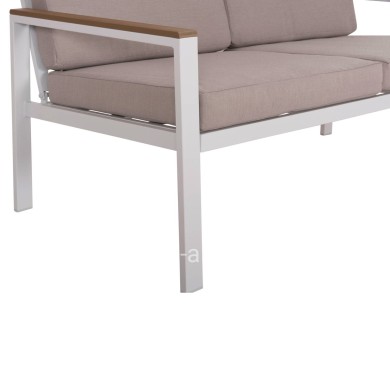 OUTDOOR 2-SEATER SOFA SAFIN HM6279.01 ALUMINUM IN WHITE-BEIGE CUSHIONS 140x70x77Hcm.