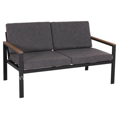 OUTDOOR 2-SEATER SOFA SAFIN HM6279.03 ALUMINUM & CUSHIONS IN ANTHRACITE 140x70x77Hcm.