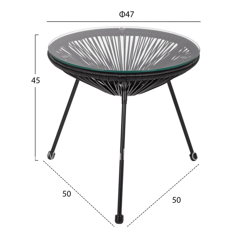 OUTDOOR LOUNGE SET HM11871 3PCS METAL & RATTAN IN BLACK COLOR