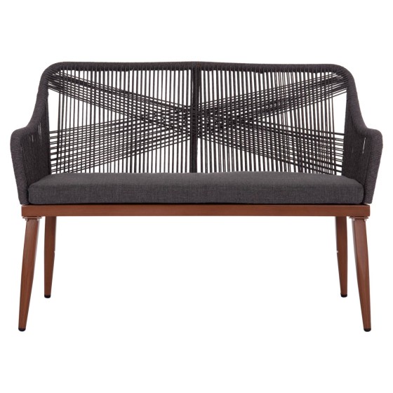 ΚΑΝΑΠΕΣ 2ΘΕΣΙΟΣ MYRTIA HM5550.11 AΛΟΥΜΙΝΙΟ ΚΑΦΕ--ΑΝΘΡΑΚΙ P.E. ΣΧΟΙΝΙ 123x61x90Υεκ