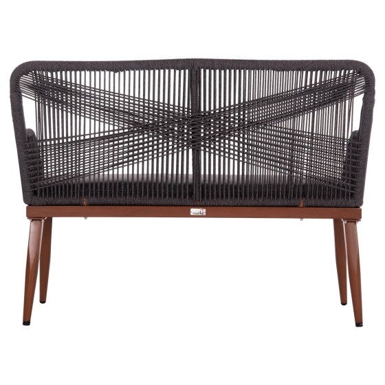 OUTDOOR SOFA 2-SEATER MYRTIA HM5550.11 ALUMINUM IN BROWN--P.E. ROPE IN ANTHRACITE 123x61x90Hcm.