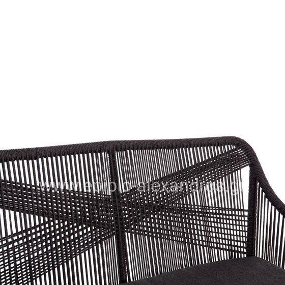 OUTDOOR SOFA 2-SEATER MYRTIA HM5550.11 ALUMINUM IN BROWN--P.E. ROPE IN ANTHRACITE 123x61x90Hcm.