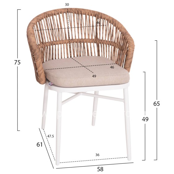 OUTDOOR DINING SET 7PCS KRUM HM21148 WHITE ALUMINUM-P.E.RATTAN