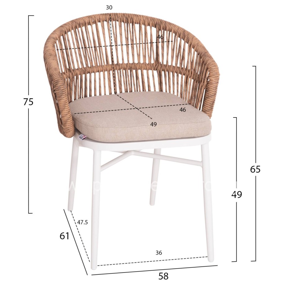 OUTDOOR DINING SET 7PCS KRUM HM21148 WHITE ALUMINUM-P.E.RATTAN
