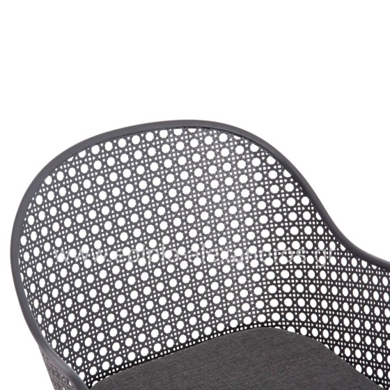 OUTDOOR DINING SET KRUM HM21154 DINING TABLE WITH 6 ARMCHAIRS--DARK GREY ALUMINUM