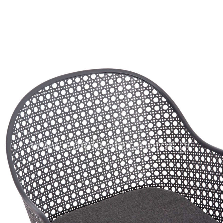 OUTDOOR DINING SET KRUM HM21154 DINING TABLE WITH 6 ARMCHAIRS--DARK GREY ALUMINUM