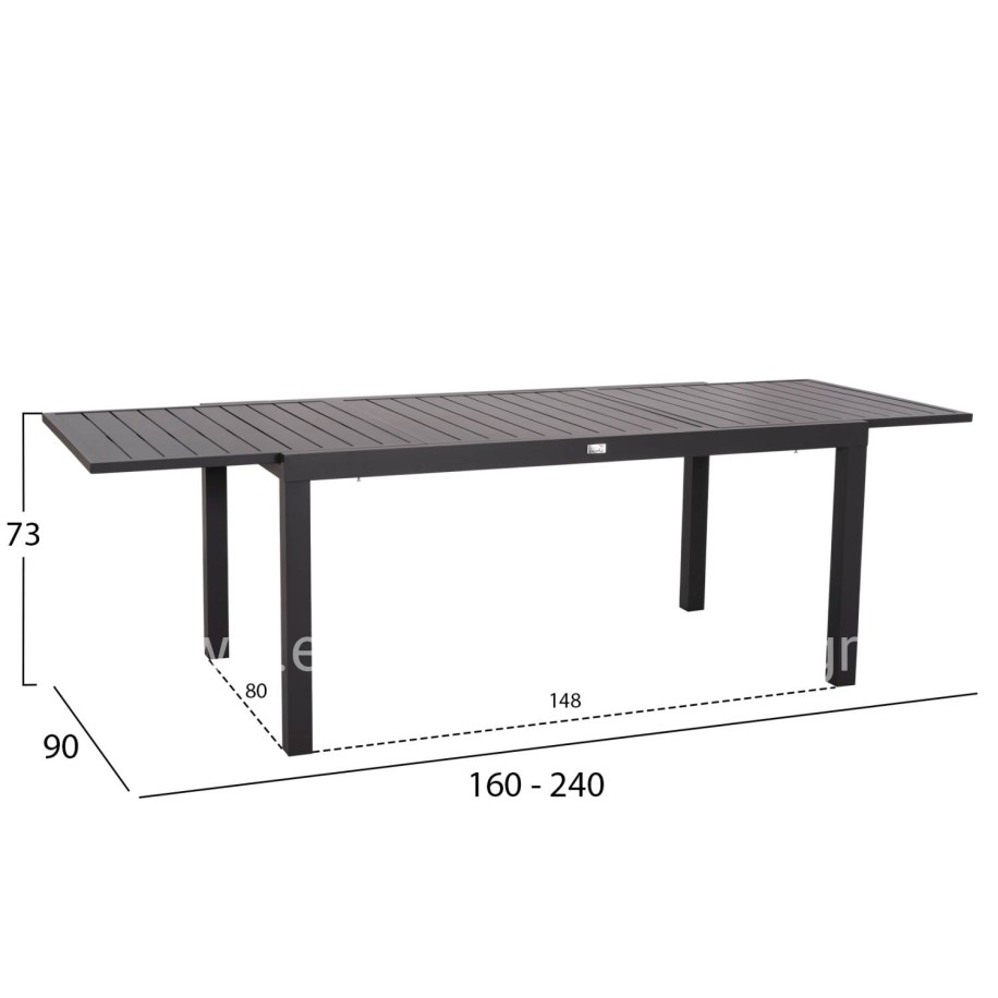 OUTDOOR DINING SET 7PCS KRUM HM21151 DARK GREY ALUMINUM-P.E.TWISTED RATTAN