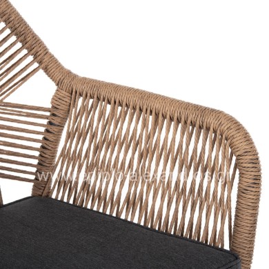 OUTDOOR DINING SET 7PCS KRUM HM21151 DARK GREY ALUMINUM-P.E.TWISTED RATTAN