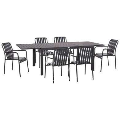 OUTDOOR DINING SET 7PCS KRUM HM21152 DARK GREY ALUMINUM