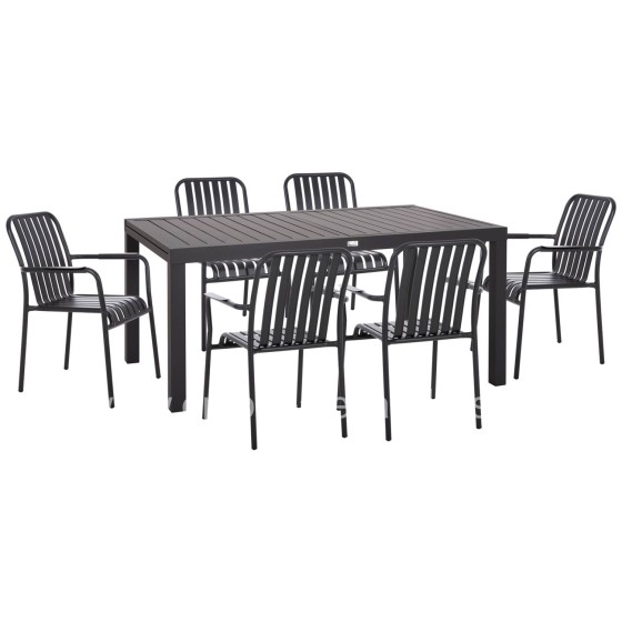 OUTDOOR DINING SET 7PCS KRUM HM21152 DARK GREY ALUMINUM