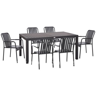 OUTDOOR DINING SET 7PCS KRUM HM21152 DARK GREY ALUMINUM