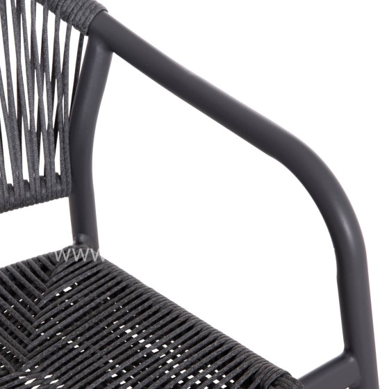 OUTDOOR DINING SET 7PCS KRUM HM21153 DARK GREY ALUMINUM-P.E.TWISTED RATTAN