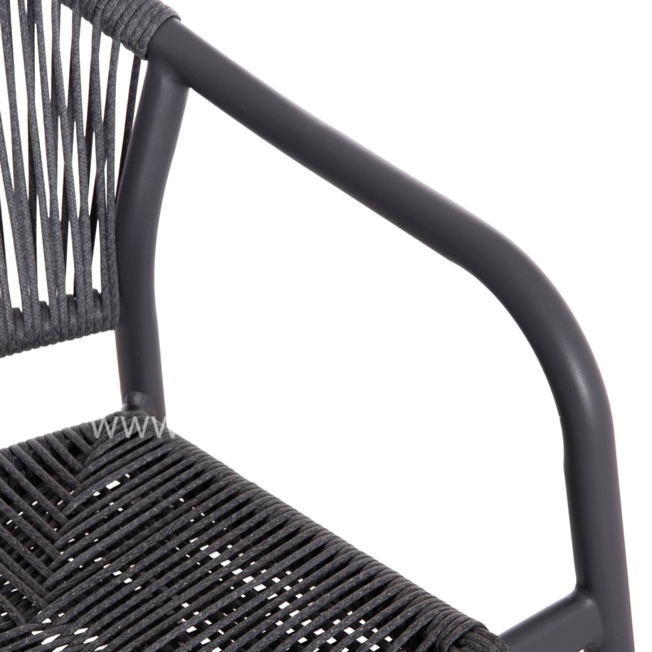 OUTDOOR DINING SET 7PCS KRUM HM21153 DARK GREY ALUMINUM-P.E.TWISTED RATTAN