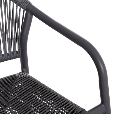 OUTDOOR DINING SET 7PCS KRUM HM21153 DARK GREY ALUMINUM-P.E.TWISTED RATTAN