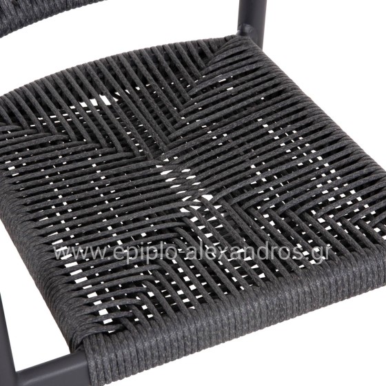 OUTDOOR DINING SET 7PCS KRUM HM21153 DARK GREY ALUMINUM-P.E.TWISTED RATTAN