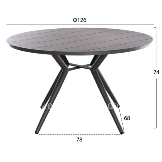 OUTDOOR DINING SET 5PCS BERG HM21134 DARK GREY ALUMINUM--P.E.RATTAN