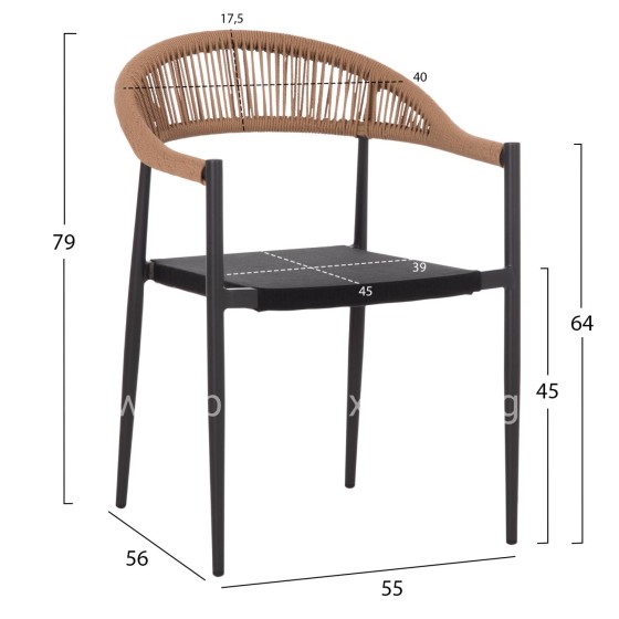 OUTDOOR DINING SET 5PCS BERG HM21134 DARK GREY ALUMINUM--P.E.RATTAN