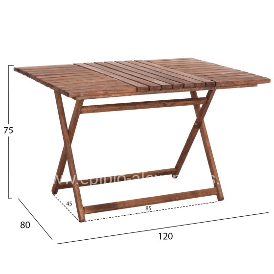 OUTDOOR DIRECTOR'S DINING SET 5PCS LIMNOS HM21135 BEECH WOOD IN WALNUT COLOR--TEXTILENE IN ECRU
