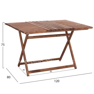OUTDOOR DIRECTOR'S DINING SET 5PCS LIMNOS HM21135 BEECH WOOD IN WALNUT COLOR--TEXTILENE IN ECRU
